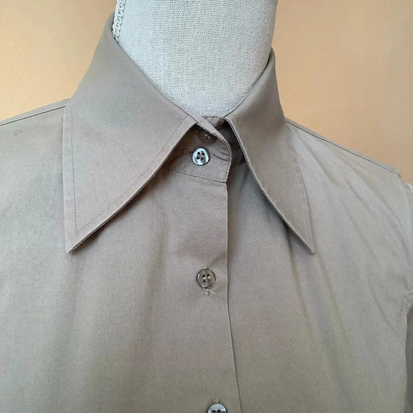 HAWES & CURTIS Taupe Fitted Hipster Shirt Size 40 - Picture 8 of 15
